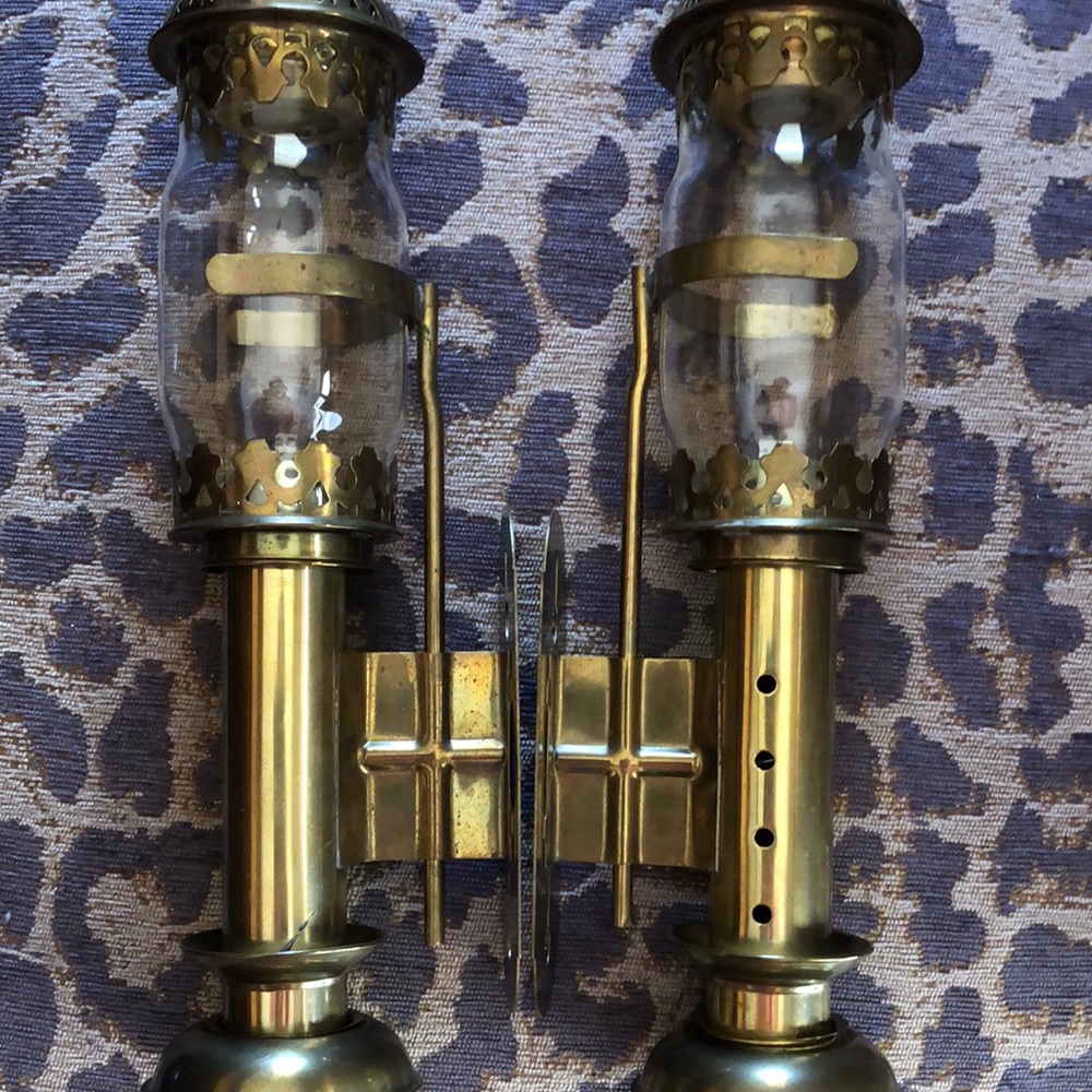 Vintage Brass Railway Train Carriage wall sconces